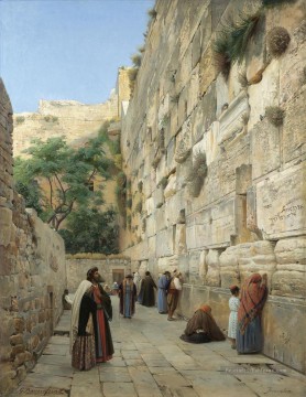 le mur de lamentations Jerusalem Gustav Bauernfeind Gustav Bauernfeind Orientalist Peinture à l'huile